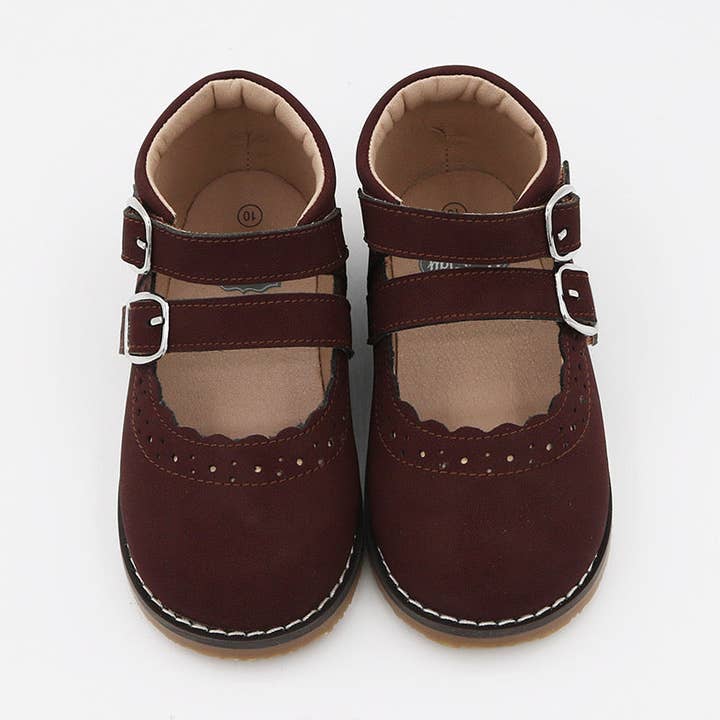 Double Velcro Strap Mary Janes - Brown for wholesale by Yourtay