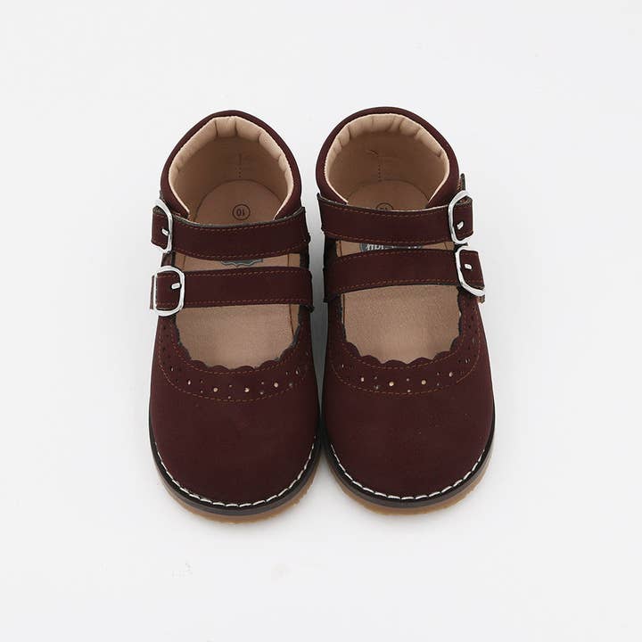 Double Velcro Strap Mary Janes - Brown for wholesale by Yourtay