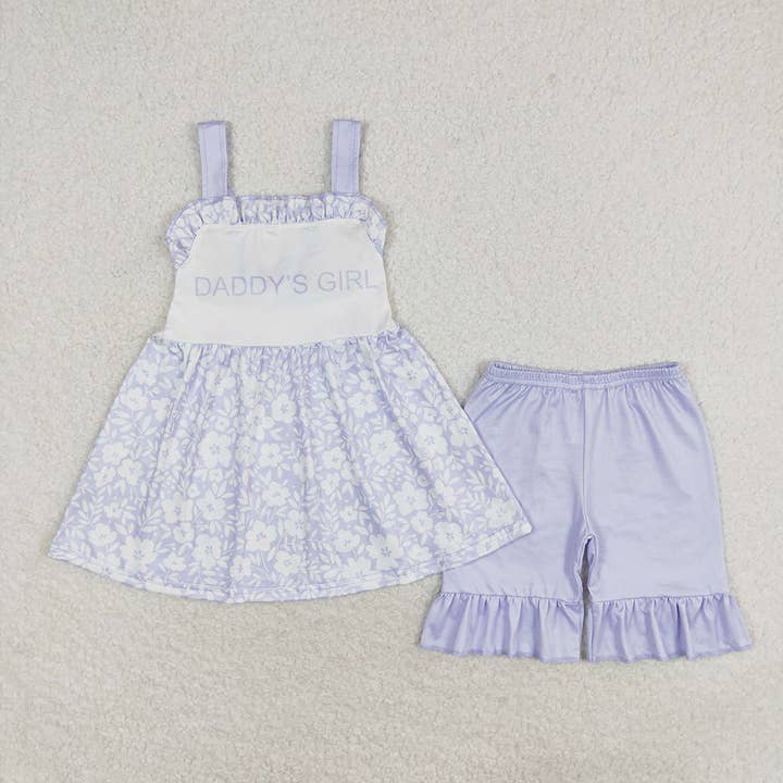 Baby Girls Daddy's Girl Straps Tunic Top Summer Ruffle Shorts Clothes Sets for wholesale by Aier Wholesale