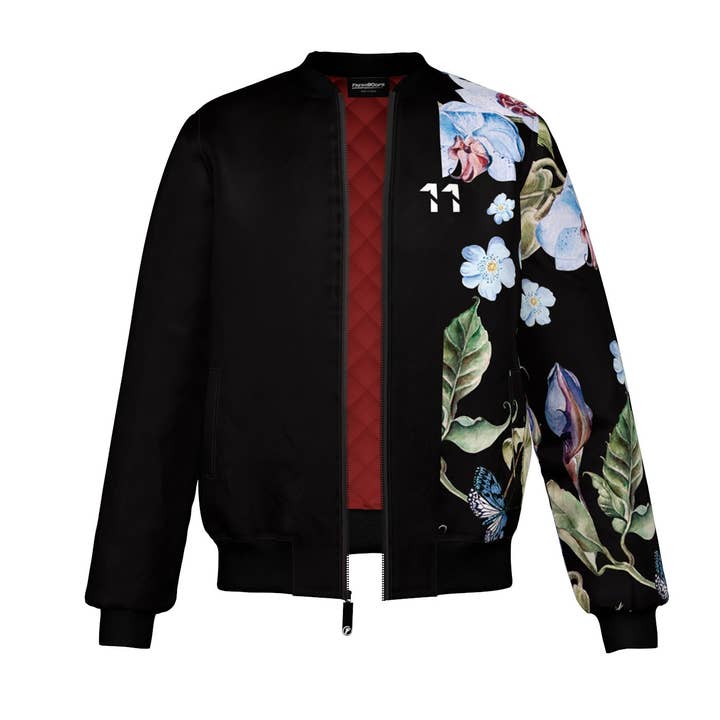 Schwarze Orchid Bomberjacke für den Großhandel von FreshHoods