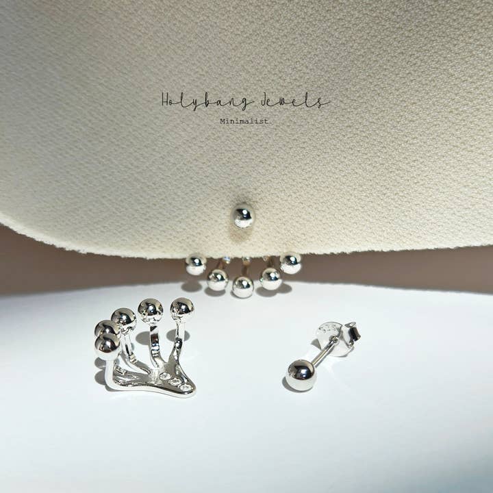 HolyBang Jewels - Wholesale Stud/Post Earrings - UNIQUE BALL EAR JACKET - E-ST1169 1