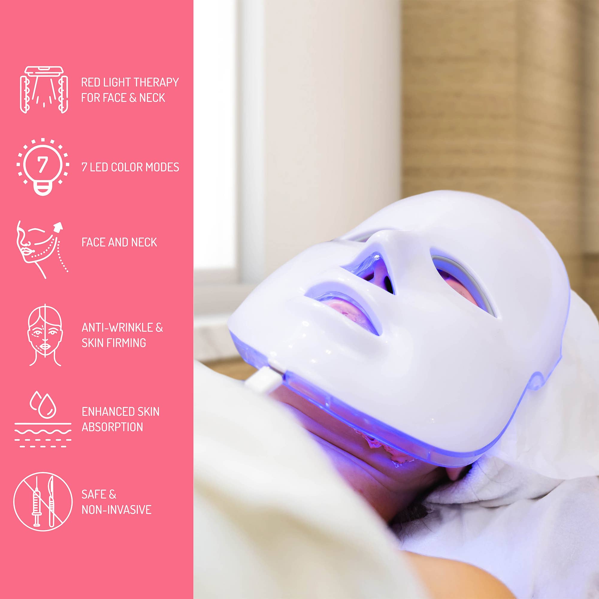 Pursonic - Vente Masque pour le visage - Masque facial de luminothérapie à 7 lumières1