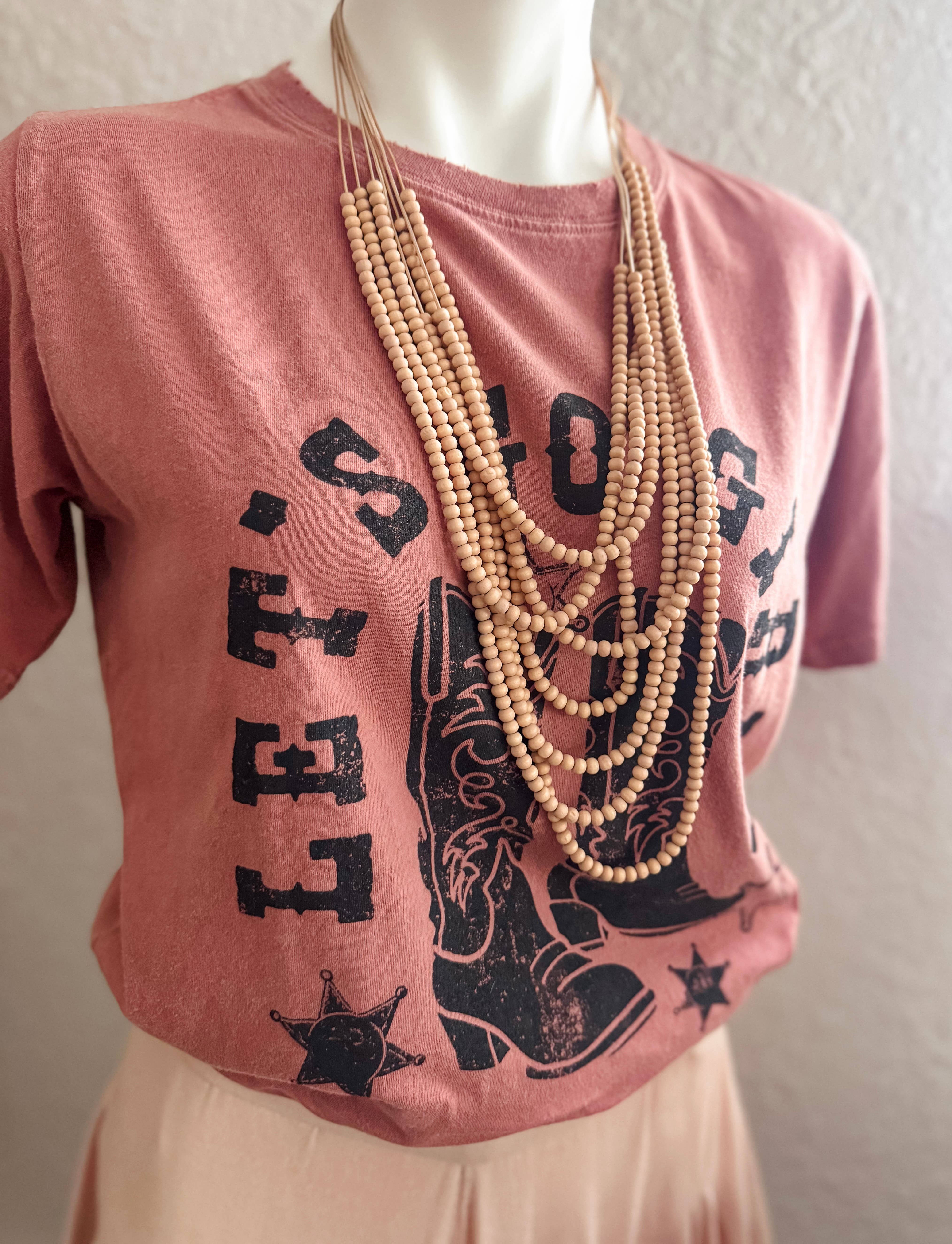 Boho Ranch Shop - Venta al por mayor Collares de cuentas/perlas - Collar bohemio con cuentas de madera de varios hilos10