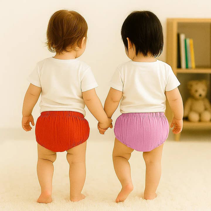 PAPATE - Wholesale Underwear/Diaper Cover - Baby - Organic Cotton Bloomers in Pink and Strawberry5