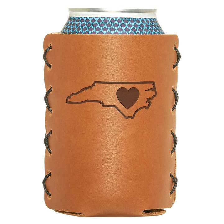 Porte-canette en cuir avec logo de votre État pour la vente par Oowee Products