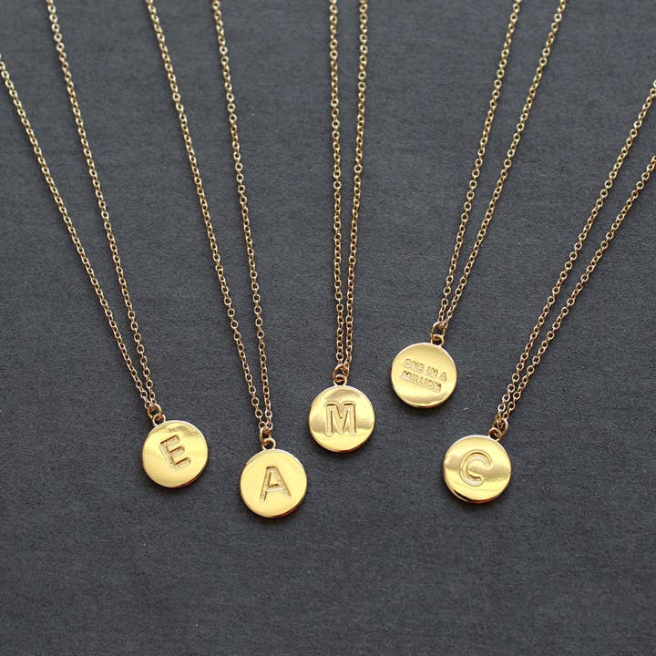 Initial Disc ONE IN A MILLION Pendant Necklace Gold Plating for wholesale by Prime and Pure