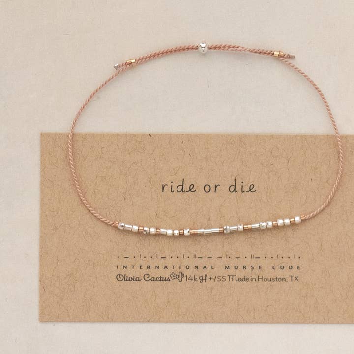 Ride Or Die / OR CUSTOM Word Morse Code Bracelet for wholesale by Morse and Dainty Hand Made Morse Code Dainty Jewelry