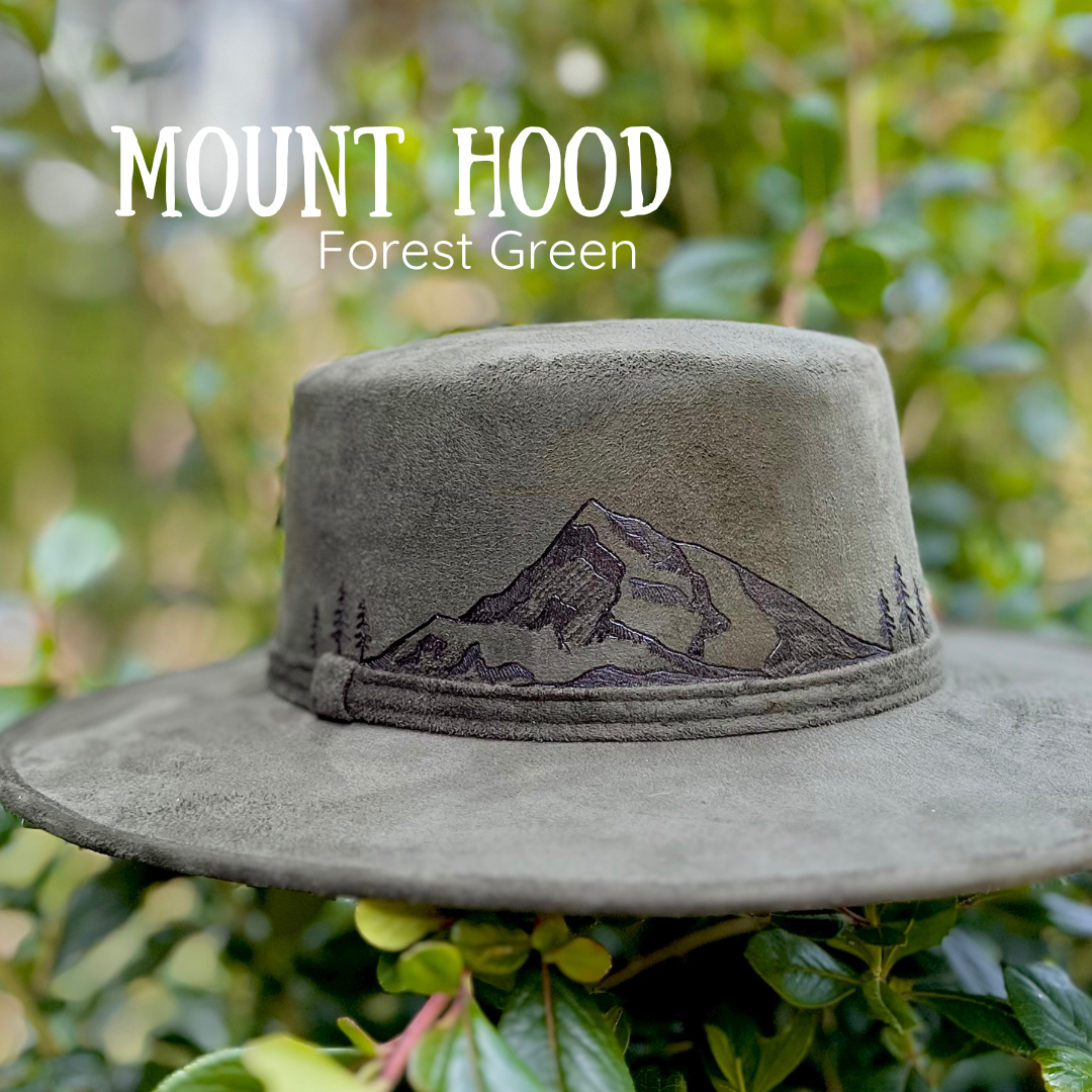 Pacific Wren Art & Design - Wholesale Fedora - Women's - Wood-Burned Wide Brim Hat - Mountain Collection3