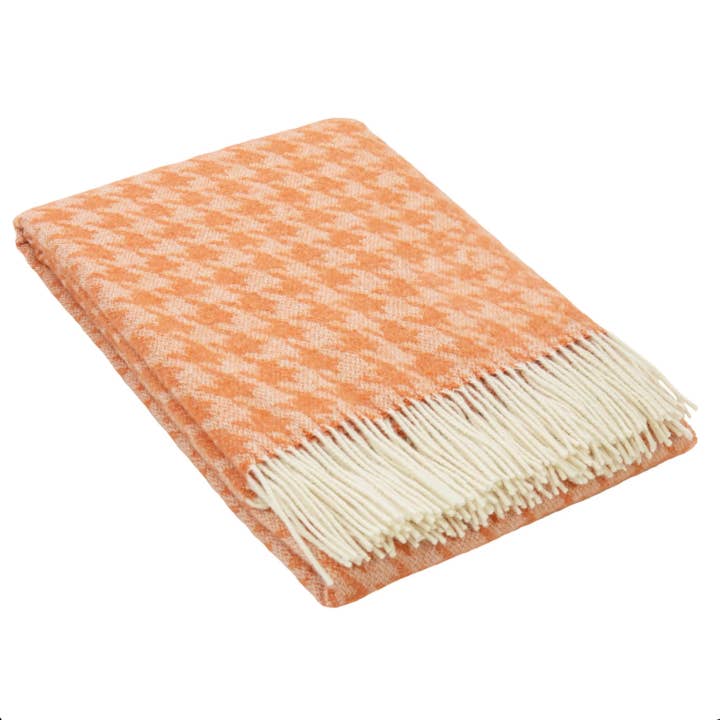 Manta de lã de cordeiro com estampa pied-de-poule laranja NorraVilla por atacado de NorraVilla