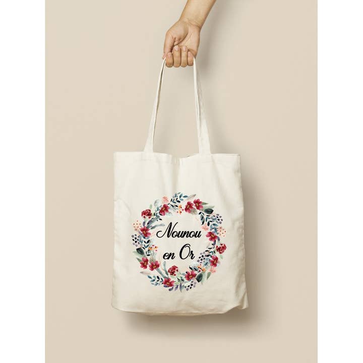 TOTE BAG, SAC COTON PERSONNALISÉ, COURONNE DE FLEURS för wholesale av La Fabrik 34