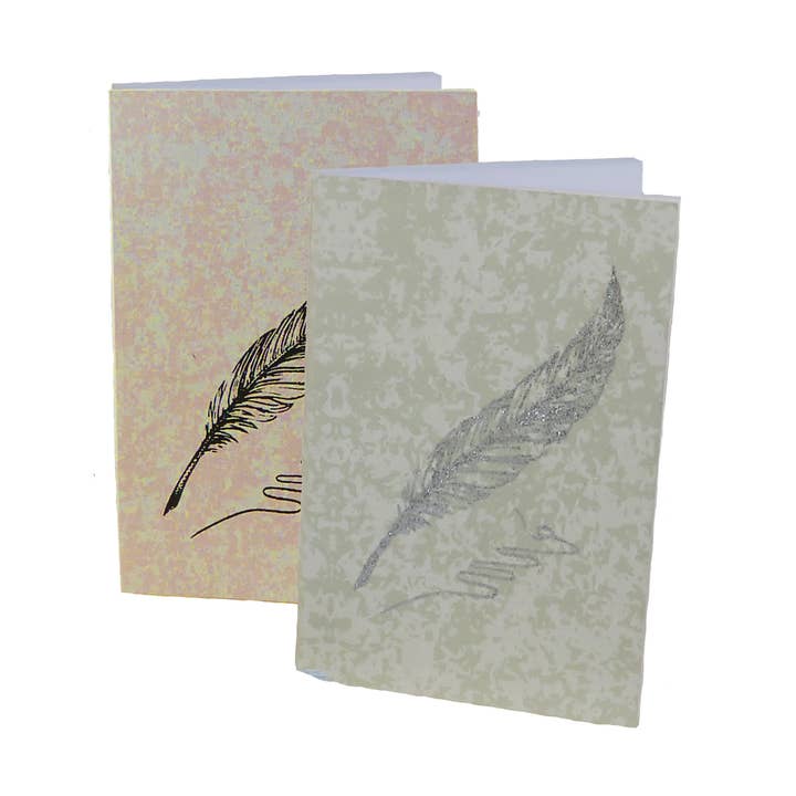 A6 notebook with feather pattern, silver, pink, blue, gray for wholesale by Epigram