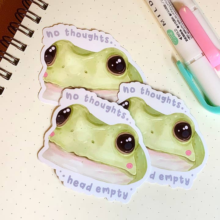 BubblesArtCraft - Vente Autocollant - Autocollant Frog Meme | Aucune pensée tête vide | Sticker grenouille4