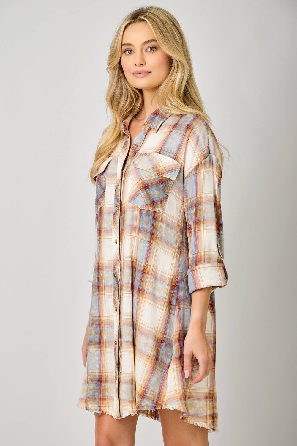 Mystree - Wholesale Dress - Women's - 61161 Washed Plaid Shirt Dress22