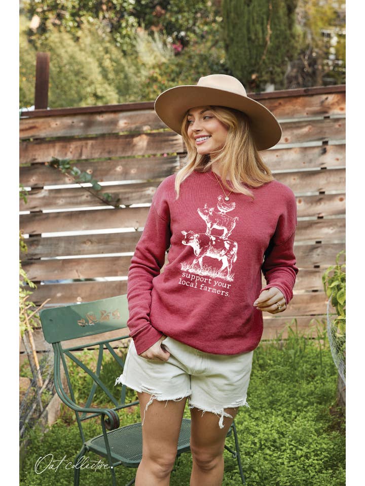 OAT COLLECTIVE - Wholesale Graphic Sweatshirt - Women's - SUPPORT YOUR LOCAL FARMERS Mineral Graphic Sweatshirt13