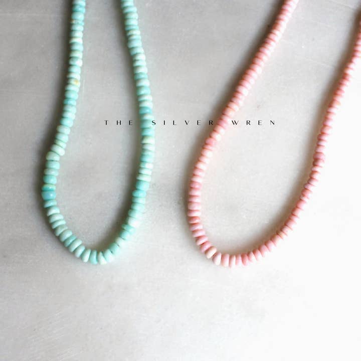 The Silver Wren - Wholesale Beaded/Pearl Necklace - Aqua or Pink Opal Necklace