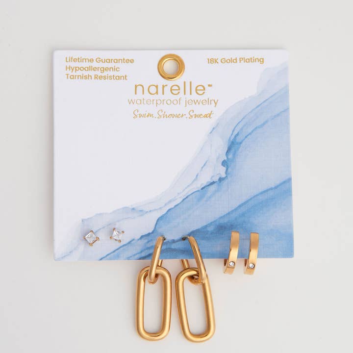 Howard's - Wholesale Hoop Earrings - Narelle Waterproof Double Linked Hoop Earring Trio2
