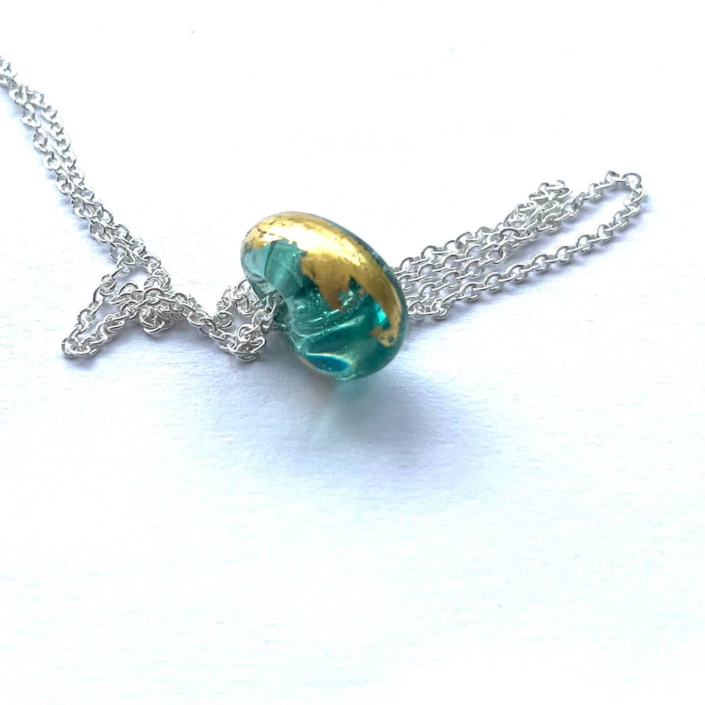 Helen Chalmers - Wholesale Pendant/Charm Necklace - Recycled Whisky Bottle Pendant on Sterling Sliver Chain, Opal Glass and Gold2