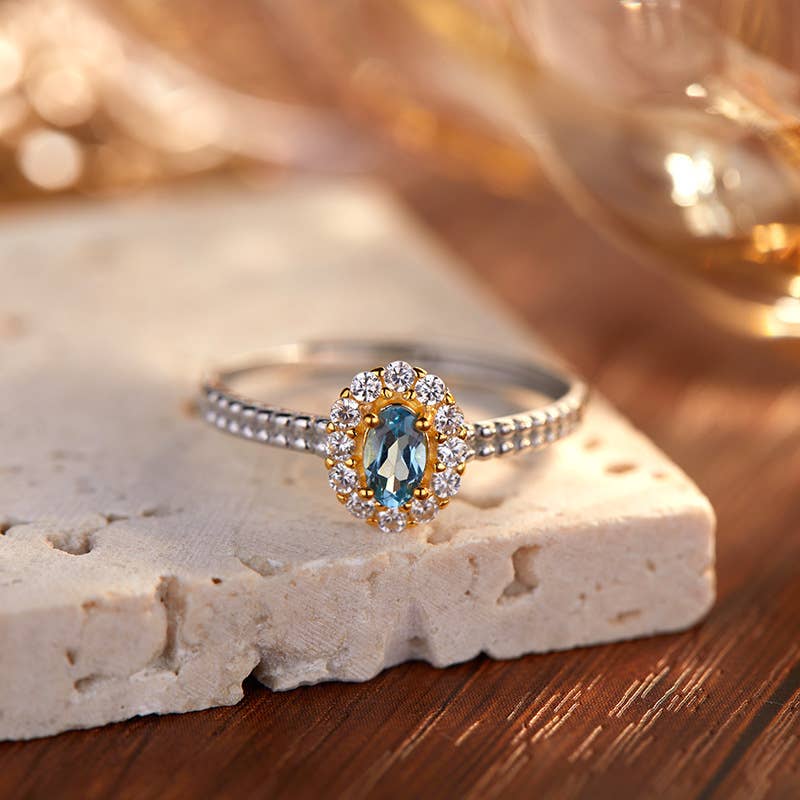 Gioiellin - S925 Silver Jewelry - Wholesale Multi-Stone Ring - 925 Sterling Silver Natural Aquamarine Tanzanite Ring3