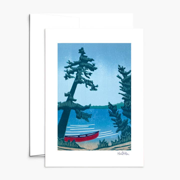 Nan Onkka Prints - Wholesale Everyday Greeting Card - Red Canoe Greeting Card