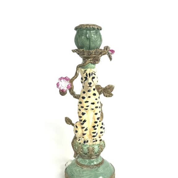 Antiqued Ornate Leopard Candle Holder for wholesale by McGowan & Rutherford Ltd