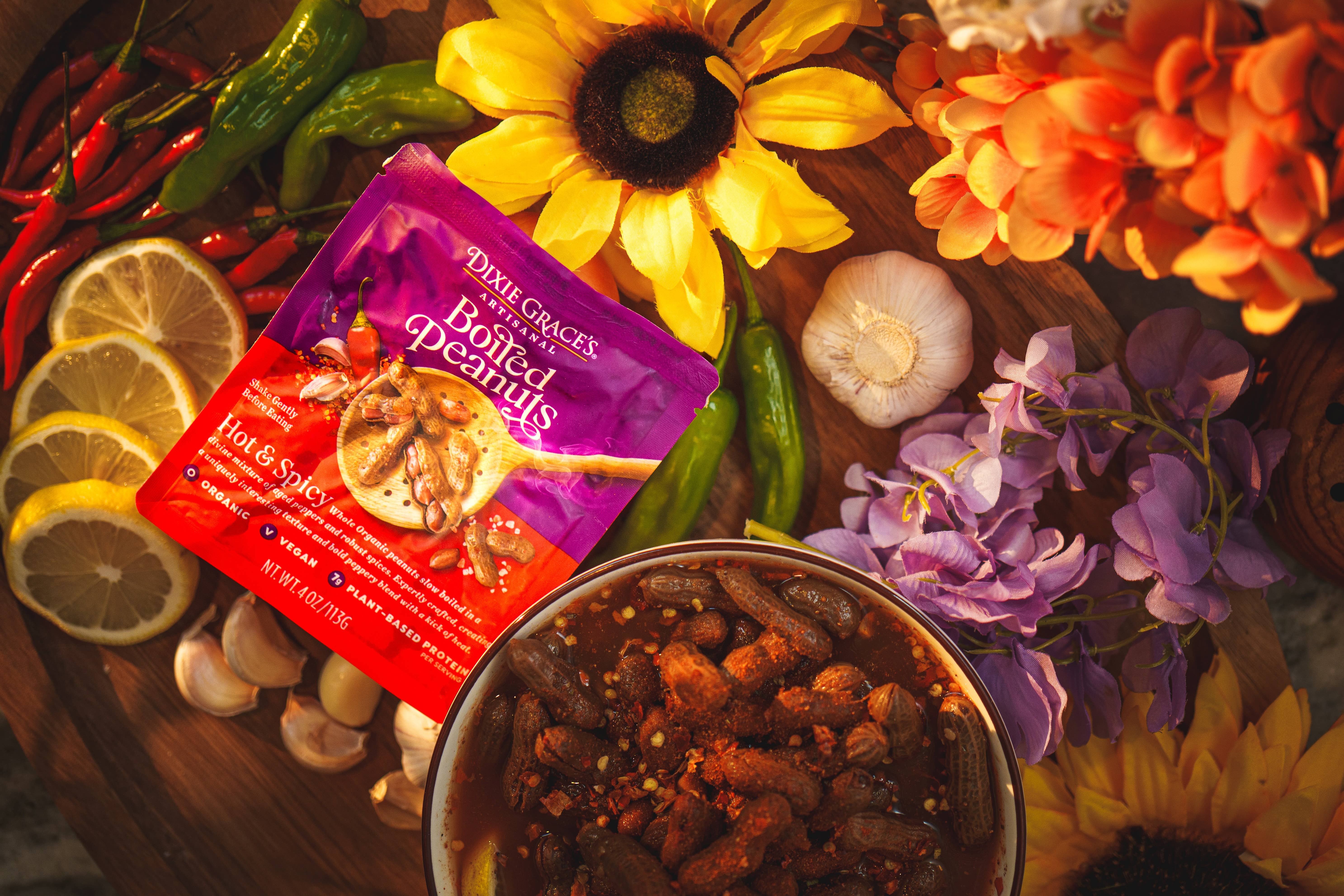 Dixie Grace's Boiled Peanuts - Wholesale Nuts - Dixie Grace's Boiled Peanuts 4oz Hot & Spicy - 12-ct Case6