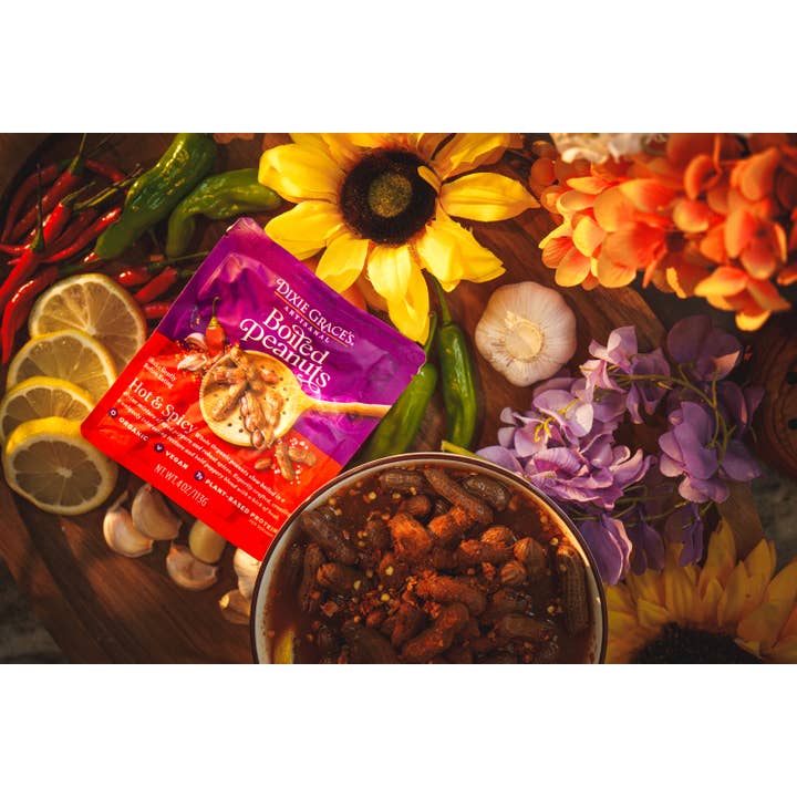 Dixie Grace's Boiled Peanuts - Wholesale Nuts - Dixie Grace's Boiled Peanuts 4oz Hot & Spicy - 12-ct Case6