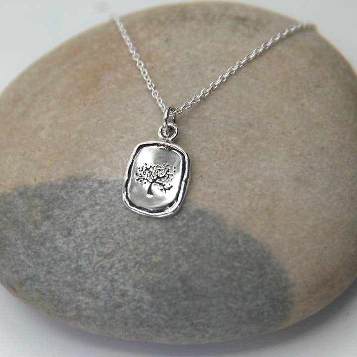 Heart and Lotus Sterling Silver Jewelry - Wholesale Pendant/Charm Necklace - Tree of Life Necklace in Sterling Silver - Strength4