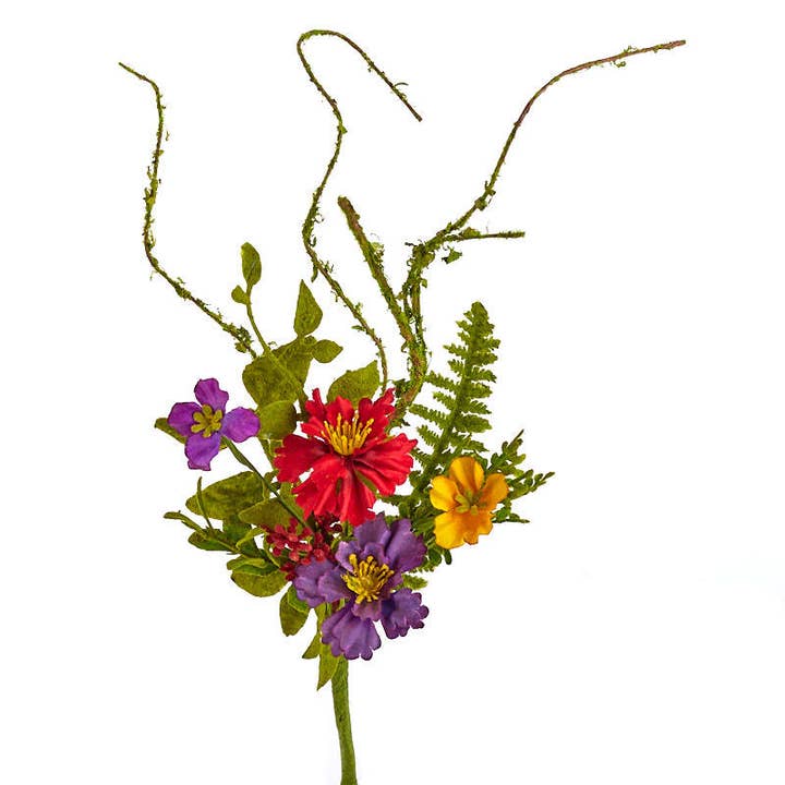Factory Direct Craft - Wholesale Artificial Flowers - 12" Artificial Mixed Wild Flowers and Greenery Pick3