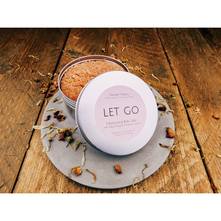 Let Go Organic Moisturising Bath Salts for wholesale by Human Nature Organics US