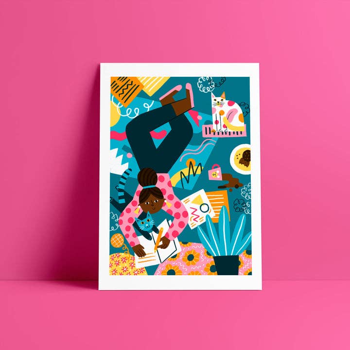 Ana Seixas - Wholesale Art Print - Girl with cats // A4 Digital Print1