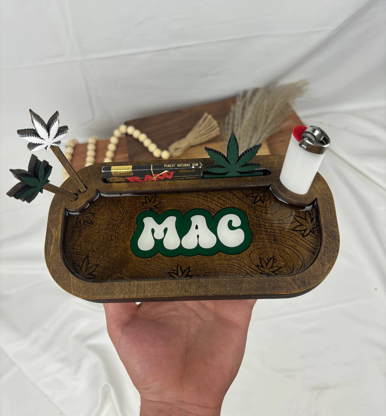 White oak - Wholesale Humidor/Cigar Accessory - Custom Wood rolling tray sets with any words