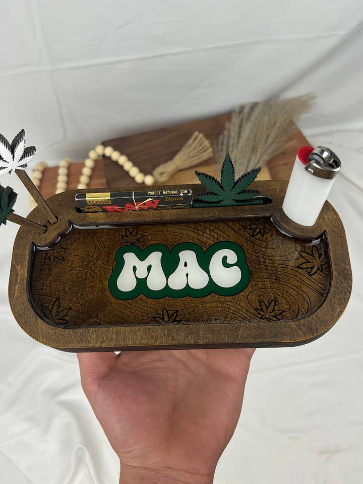 Custom Wood rolling tray sets with any words for wholesale by White oak