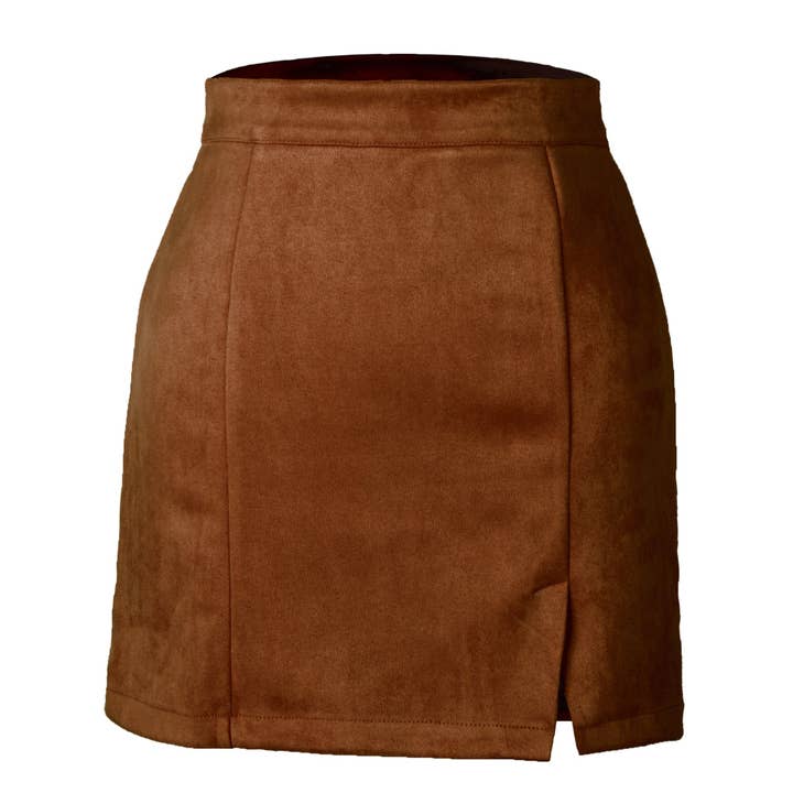 Masyal - Wholesale Skirt - Women's - Western suede hip-wrapped A-line miniskirt autumn and winter20