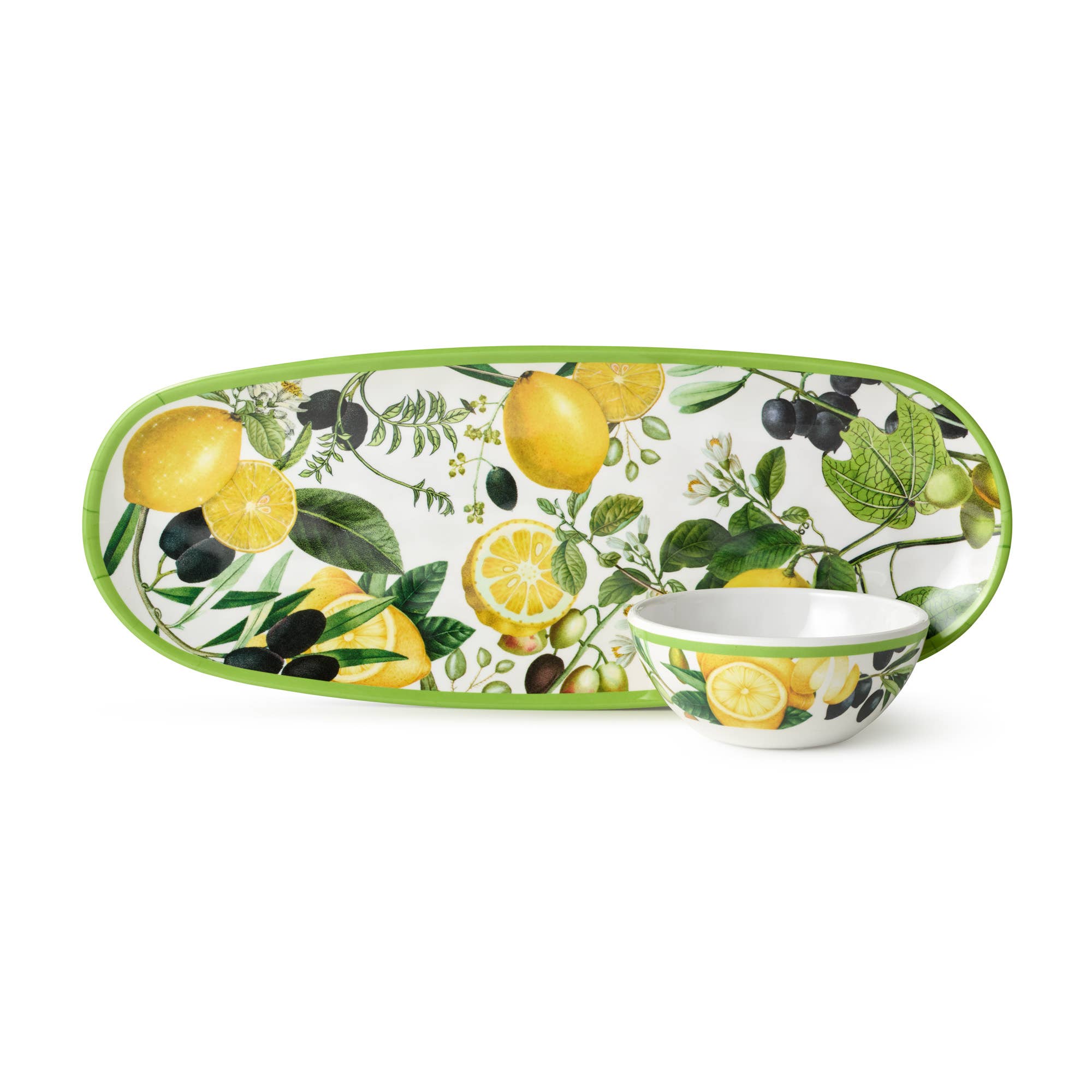 Certified International - Wholesale Condiment/Dip Bowl - Limone Melamine  Oval Tray with Dip Bowl1