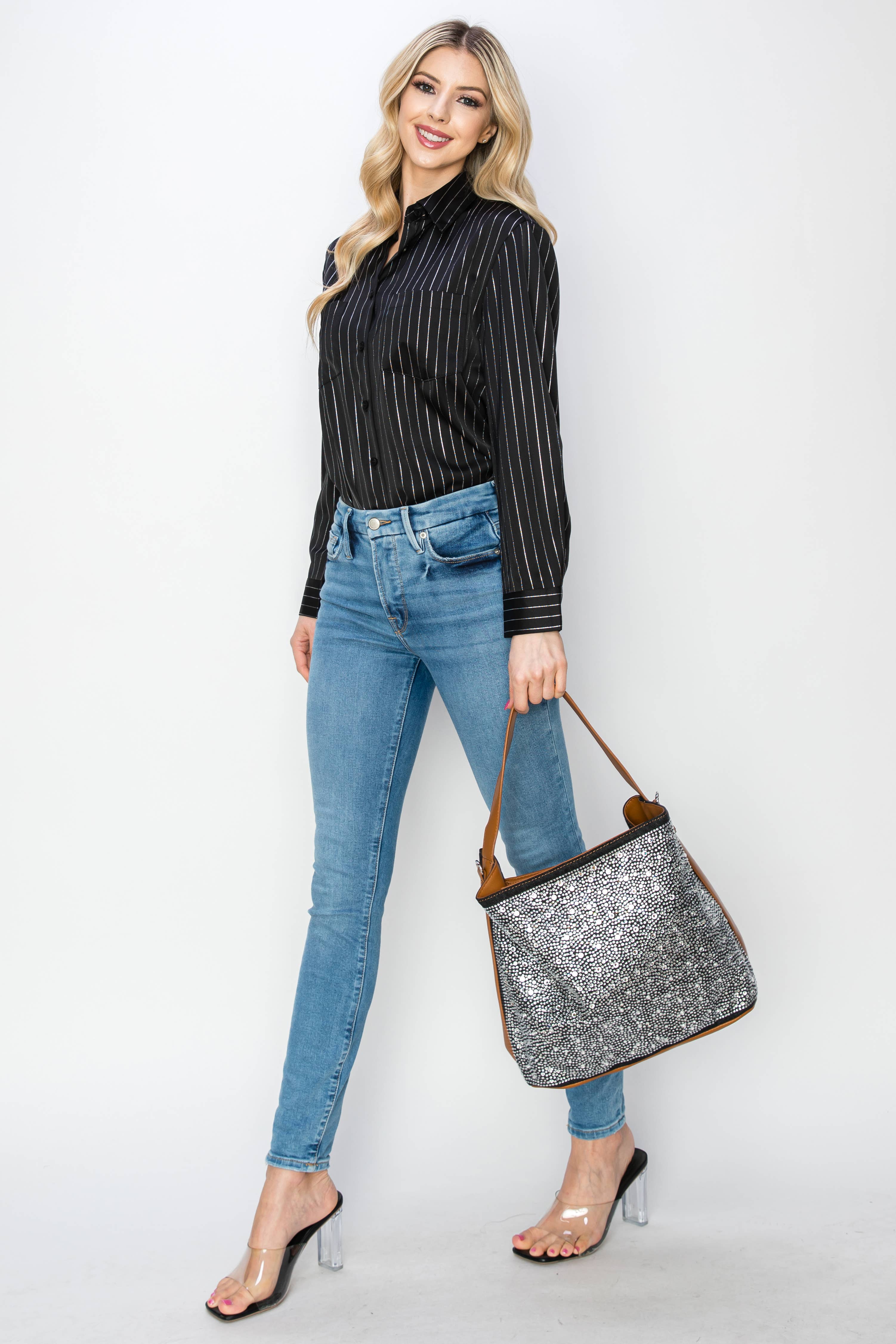 Handbag Express – Bolsa de ombro – Mulher por atacado – Ganga de strass Fashion Hobo10