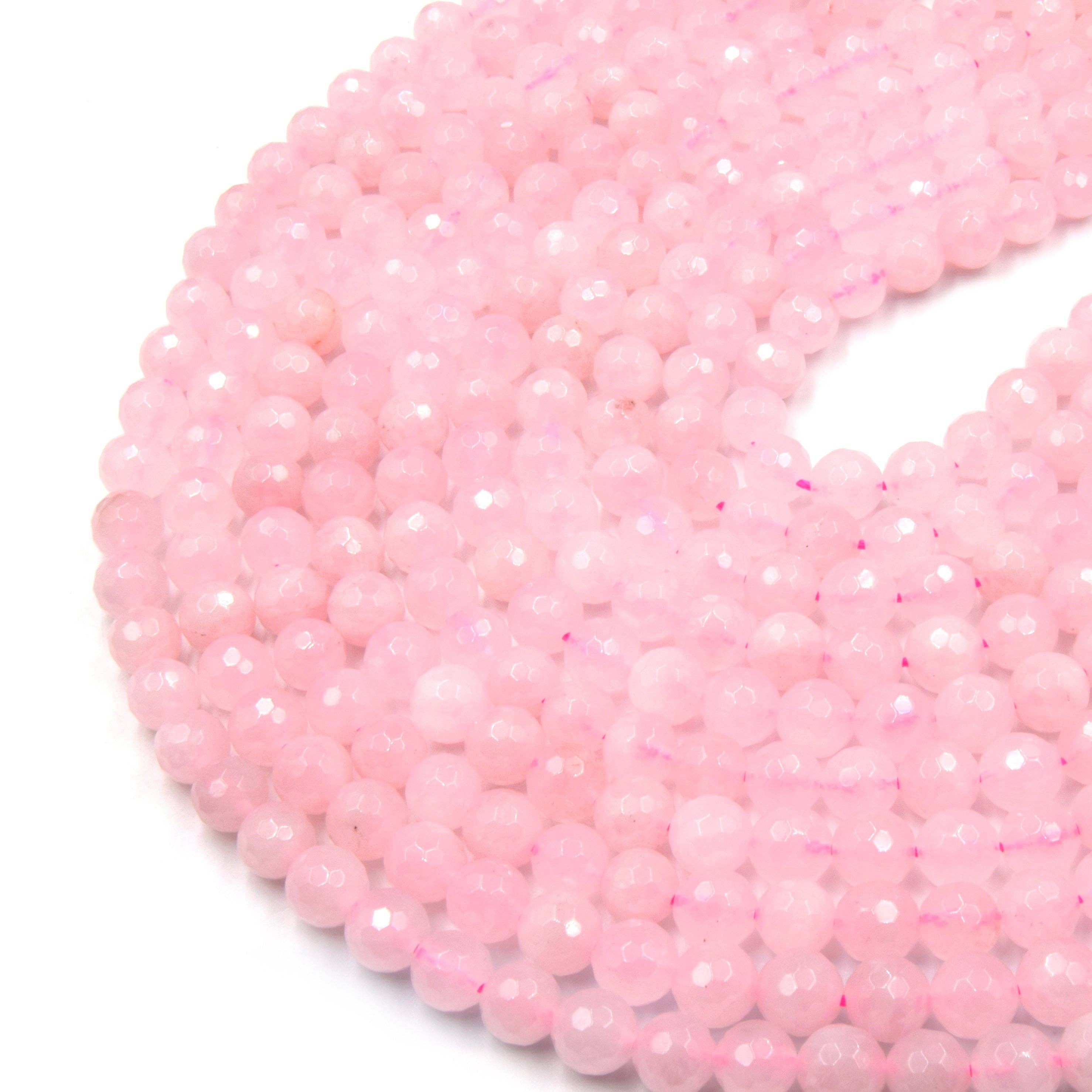 Only Beads - Wholesale Beads - Faceted Rose Quartz Bead | Pink Round Faceted Finish Gemstone Beads | 4mm 6mm 8mm 10mm 12mm Available1