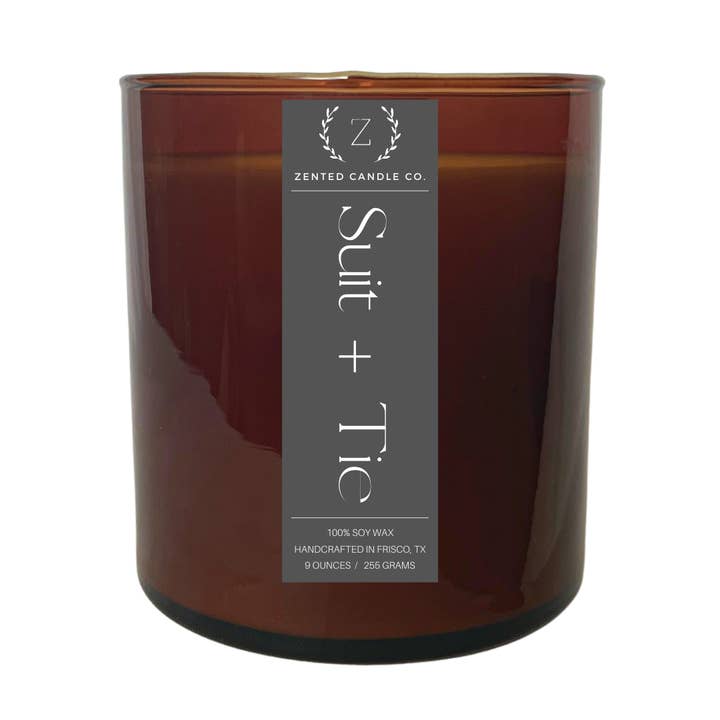 Terno+Gravata | Recipiente de frasco âmbar | 9 onças por atacado de Zented Candle Co.