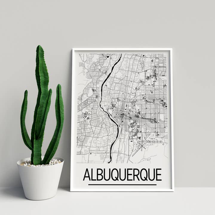 8 ”x 10" Albuquerque karta Skriv ut - Art déco-stil för wholesale av ILIKEMAPS