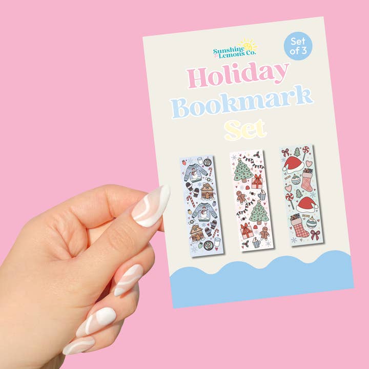 Holiday Bookmark Set for wholesale by Sunshine & Lemons Co.