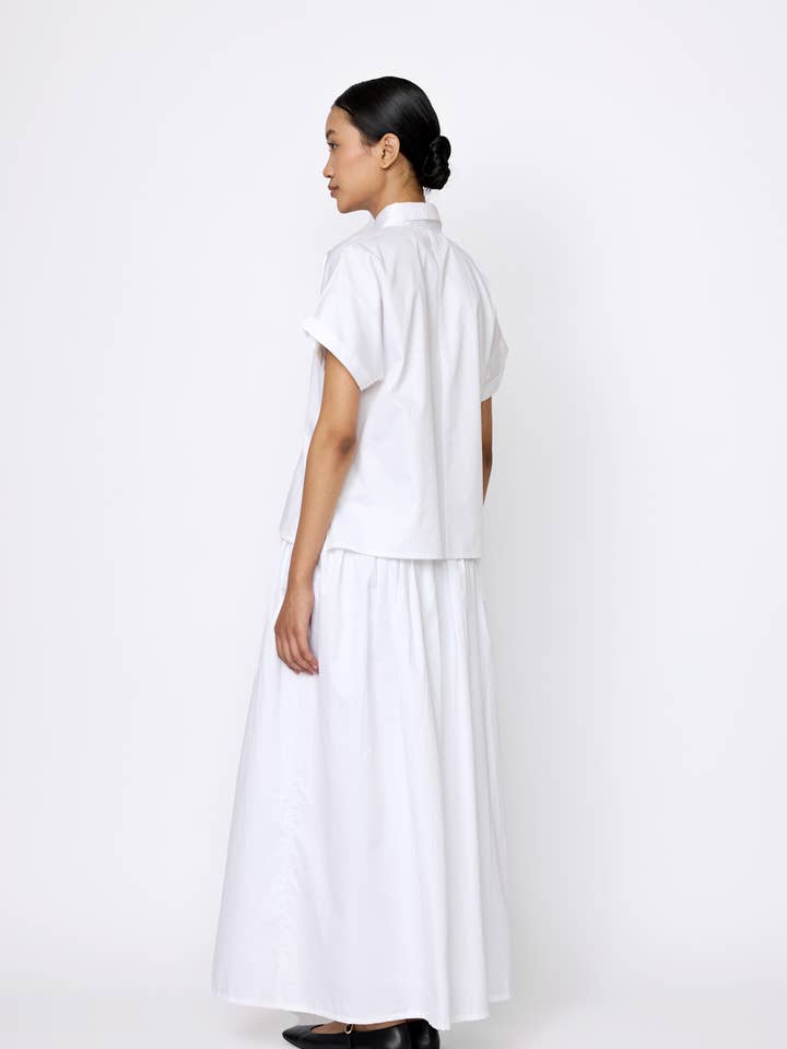 LAUDE the Label - Wholesale Button Down Shirt - Women's - Relaxed Short Sleeve Shirt - White2