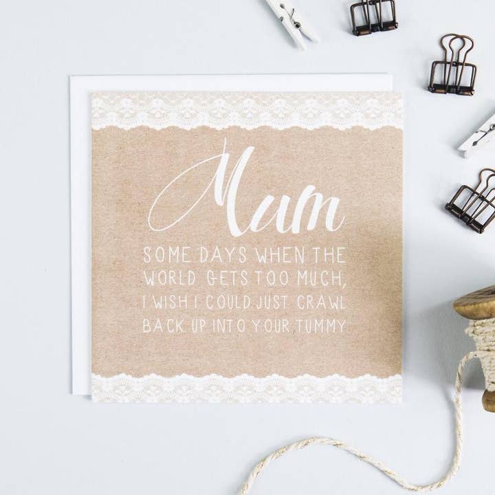 'Crawl Back Up Into Your Tummy' Unusual Mother's Day Card for wholesale by I am Nat Ltd