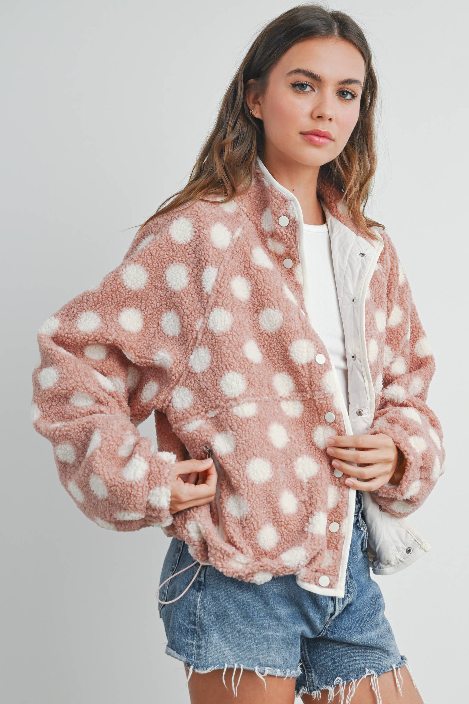 BUTTERMELON - Wholesale Jacket - Women's - Fall/Winter Polka Dot Button Down Jacket - BMJ74203