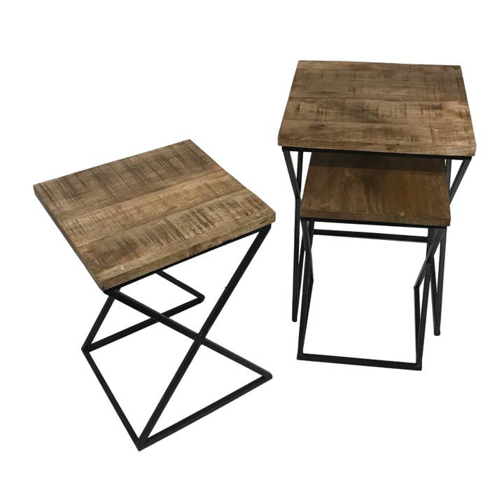 Wilco Home - Wholesale Side table - Set of 3 "Upcycled" Mango Wood Nesting Display/Side Tables8