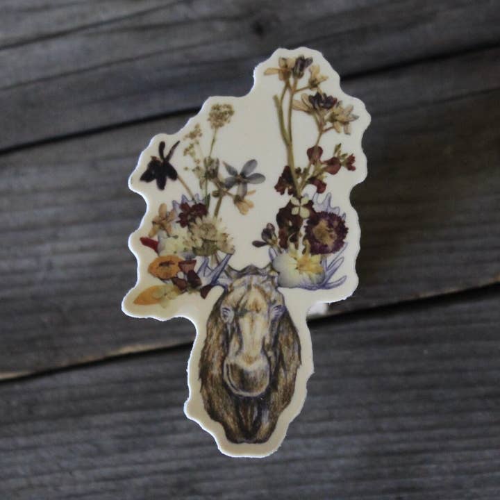 Floral Moose Sticker for wholesale by ReLove By Love LLC