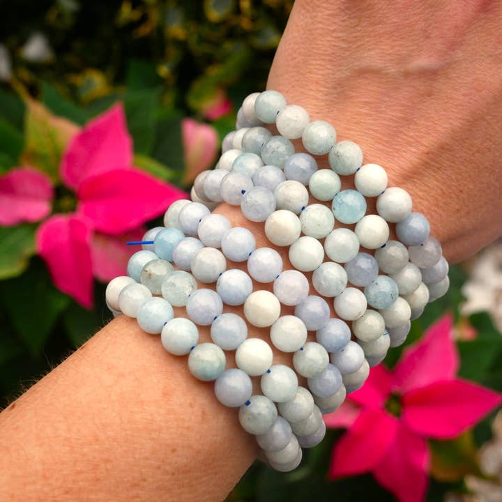 The Healing Sanctuary - Wholesale Prayer Beads Bracelet - Aquamarine Beaded Bracelet 8mm3