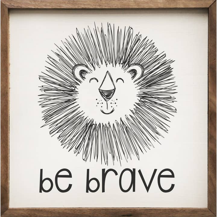 Be Brave Lion Sketch White for wholesale by Kendrick Home