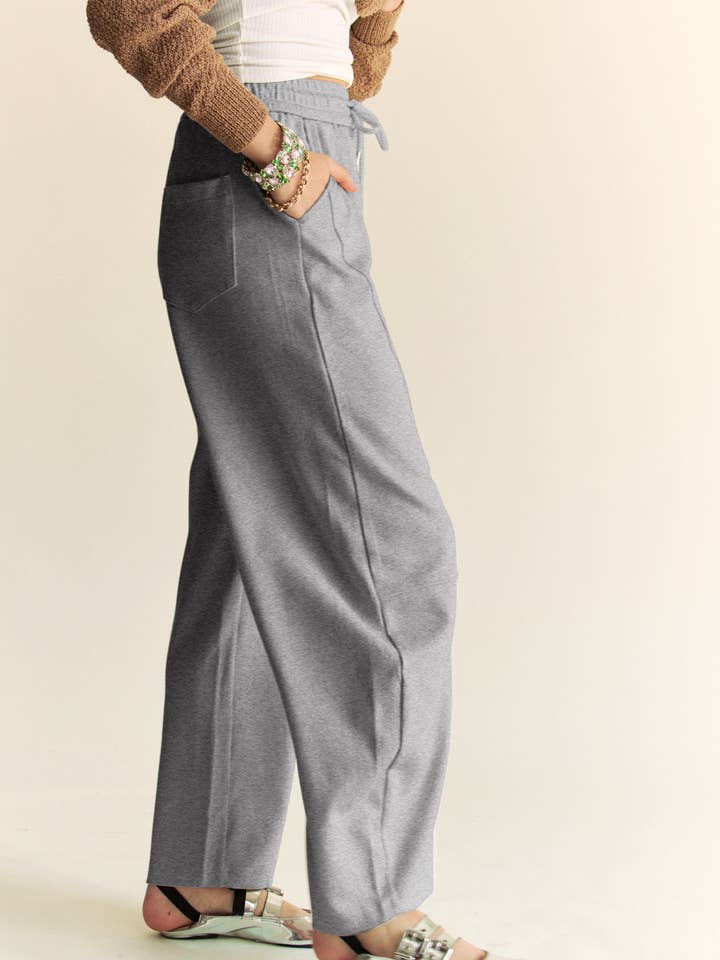 Davi & Dani - Wholesale Pants - Women's - SOLID ELASTIC WAISTBAND POCKETS LONG BARREL PANTS17