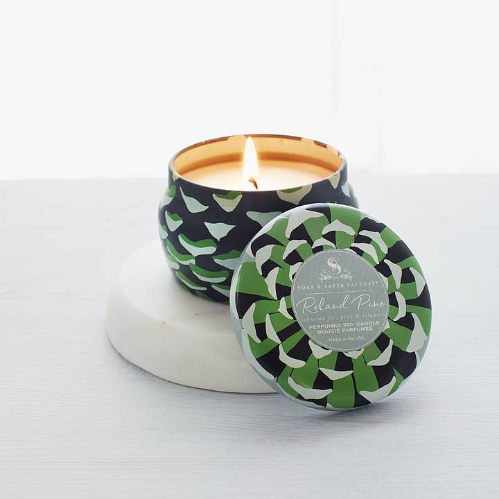 Soap & Paper Factory - Wholesale Travel Candles - Roland Pine Small Tin Soy Candle