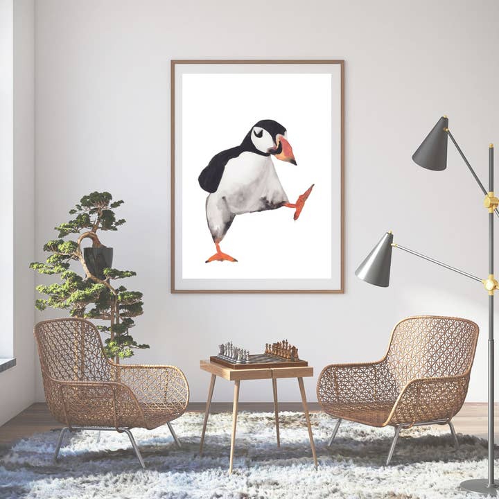 Rebecca Swan Art + Design - Wholesale Art Print - Dancing Puffin Art Print1