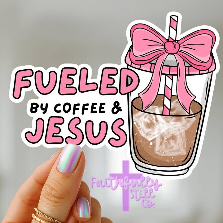 Propulsé par le café et Jésus Autocollant inspirant pour la vente par FaithfullyStillCo